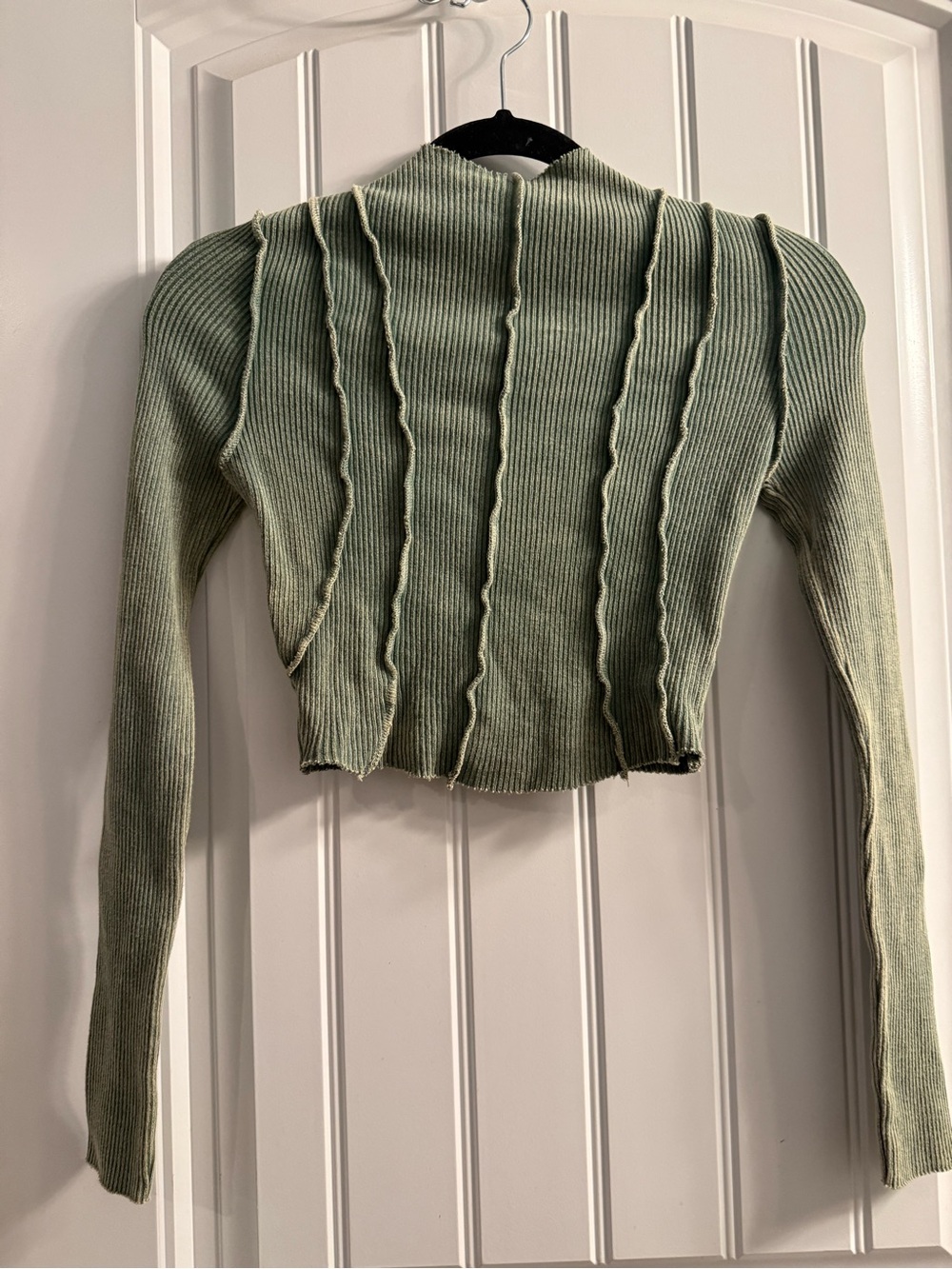 Fashion Nova Sage Green Ribbed Cropped Sweater